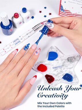 Beetles 4th of July Nails Hema-free Gel Kit With UV Nail Lamp